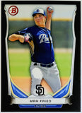Fried, Max, Rookie, Black, Border, Asia, Variation, SP, Short Print, 2014, Bowman, TP-8, TP8, Draft, Prospect, Topps, RC, World Series, Atlanta, Braves, San Diego, Padres, Pitcher, Strikeouts, Ks, Baseball, MLB, RC, Baseball Cards