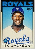 Jackson, Bo, Rookie, 1986, Topps. Traded, 50T, Extended, XRC, RC, All-Star, All-Star Game MVP, ASG, Phenom, 2-Sports, Dual Sport, Athlete, Football, Los Angeles, Raiders, NFL, Bo Knows, Kansas City, Royals, Home Runs, Slugger, RC, Baseball, MLB, Baseball Cards