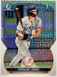 Jones, Spencer, Rookie, 1st Bowman, First, Mojo, Refractor, Mega, Mega Box, Variation, 2023, Bowman, Chrome, Prospects, BCP139, BCP-139, Topps, RC, Prospect, Draft, New York, Yankees, Bronx, Bombers, Memorabilia, Collectibles, Home Runs, Slugger, RC, Baseball, MLB, Baseball Cards