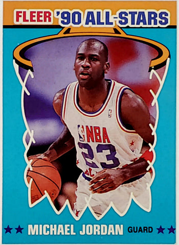 Jordan, Michael, 1990, Fleer, All-Star, Insert, 5, HOF, ROY, MVP, All-Star, Finals, GOAT, Chicago, Bulls, Wizards, Finals, Champ, Basketball, Points, Hobby, NBA, Basketball Cards