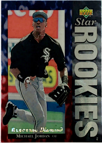 Jordan, Michael, Rookie Electric Diamond, Foil, SP, 1994, Upper Deck, 19, RC, 2-Sport, Athlete, Chicago, White Sox, Bulls, NBA, HOF, GOAT, Home Runs, Slugger, RC, Baseball, MLB, Baseball Cards