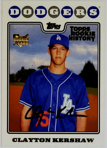 Kershaw, Clayton, Rookie, 2008 Retro, 2008, Topps, Archives, Topps Rookie History, UH240, NNO, RC, Cy Young, MVP, ERA Title, Pitching Triple Crown, Gold Glove, Claw, World Series, Pitcher, Los Angeles, Dodgers, Pitcher, Strikeouts, Ks, Baseball, MLB, RC, Baseball Cards