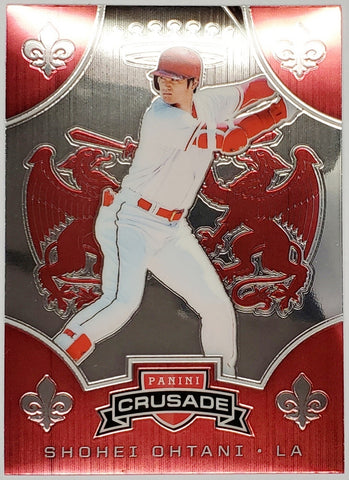 Ohtani, Shohei, 2nd Year, Chrome, Foil, 2019, Panini, Crusade, 12, Rookie Of The Year, ROY, MVP, Pitcher, Japan, Japanese, Los Angeles, Angels, Anaheim, Dodgers, World Series, WBC, Memorabilia, Collectible, Strikeouts, Home Runs, Slugger, RC, Baseball, MLB, Baseball Cards