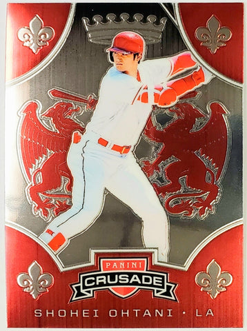 Ohtani, Shohei, 2nd Year, Chrome, Foil, 2019, Panini, Crusade, 12, Rookie Of The Year, ROY, MVP, Pitcher, Japan, Japanese, Los Angeles, Angels, Anaheim, Dodgers, World Series, WBC, Memorabilia, Collectible, Strikeouts, Home Runs, Slugger, RC, Baseball, MLB, Baseball Cards