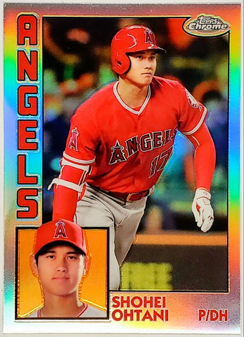 Ohtani, Shohei, Refractor, 1984, Retro, 35th Anniversary, Insert, 2019, Topps, Chrome, 84TC-25, 84TC25, Rookie Of The Year, ROY, MVP, Pitcher, Japan, Japanese, Los Angeles, Angels, Anaheim, Dodgers, World Series, WBC, Memorabilia, Collectible, Strikeouts, Home Runs, Slugger, RC, Baseball, MLB, Baseball Cards