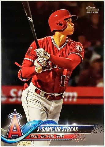Ohtani, Shohei, Rookie, 3 Game HR Streak, HR Streak, Checklist, 2018, Topps, Update, US189, RC, Rookie Of The Year, ROY, MVP, Pitcher, Japan, Japanese, Los Angeles, Angels, Anaheim, Dodgers, World Series, WBC, Memorabilia, Collectible, Strikeouts, Home Runs, Slugger, RC, Baseball, MLB, Baseball Cards
