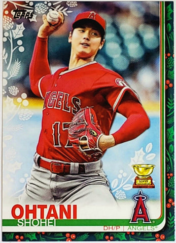 Ohtani, Shohei, Rookie Cup, Rookie Trophy, 2019, Topps, Holiday, HW33, Rookie Of The Year, ROY, MVP, Pitcher, 2-Way, Japan, Japanese, Los Angeles, Angels, Anaheim, Dodgers, WBC, Strikeouts, Home Runs, Slugger, RC, Baseball, MLB, Baseball Cards