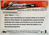 Ohtani, Shohei, Rookie, Debut, 2018, Topps, Update, US285, RC, Rookie Of The Year, ROY, MVP, Pitcher, Japan, Japanese, Los Angeles, Angels, Anaheim, Dodgers, World Series, WBC, Collectibles, Strikeouts, Home Runs, Slugger, RC, Baseball, MLB, Baseball Cards