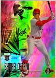 Ohtani, Shohei, Rookie, Refractor, Holo, Foil, 2018, Panini, Chronicles, Illusions, 12, RC, Rookie Of The Year, ROY, MVP, Pitcher, Japan, Japanese, Los Angeles, Angels, Anaheim, Dodgers, WBC, Strikeouts, Home Runs, Slugger, RC, Baseball, MLB, Baseball Cards