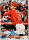 Ohtani, Shohei, Rookie, Snowflake, Non-Metallic, 2018, Topps, Holiday, HMW17, Rookie Of The Year, ROY, MVP, Pitcher, 2-Way, Japan, Japanese, Los Angeles, Angels, Anaheim, Dodgers, World Series, WBC, Memorabilia, Collectibles, Strikeouts, Home Runs, Slugger, RC, Baseball, MLB, Baseball Cards