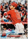 Ohtani, Shohei, Rookie, Snowflake, Non-Metallic, 2018, Topps, Holiday, HMW17, Rookie Of The Year, ROY, MVP, Pitcher, 2-Way, Japan, Japanese, Los Angeles, Angels, Anaheim, Dodgers, World Series, WBC, Memorabilia, Collectibles, Strikeouts, Home Runs, Slugger, RC, Baseball, MLB, Baseball Cards