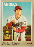 Ohtani, Shohei, Rookie Trophy, Cup, SP, Short Print, Cloth, Sticker, 2019, Topps, Heritage, High Number, High Numbers, 16, Insert, Rookie Of The Year, ROY, MVP, Pitcher, 2-Way, Japan, Japanese, Los Angeles, Angels, Anaheim,  Dodgers, World Series, WBC, Strikeouts, Memorabilia, Collectibles, Strikeouts, Home Runs, Slugger, RC, Baseball, MLB, Baseball Cards