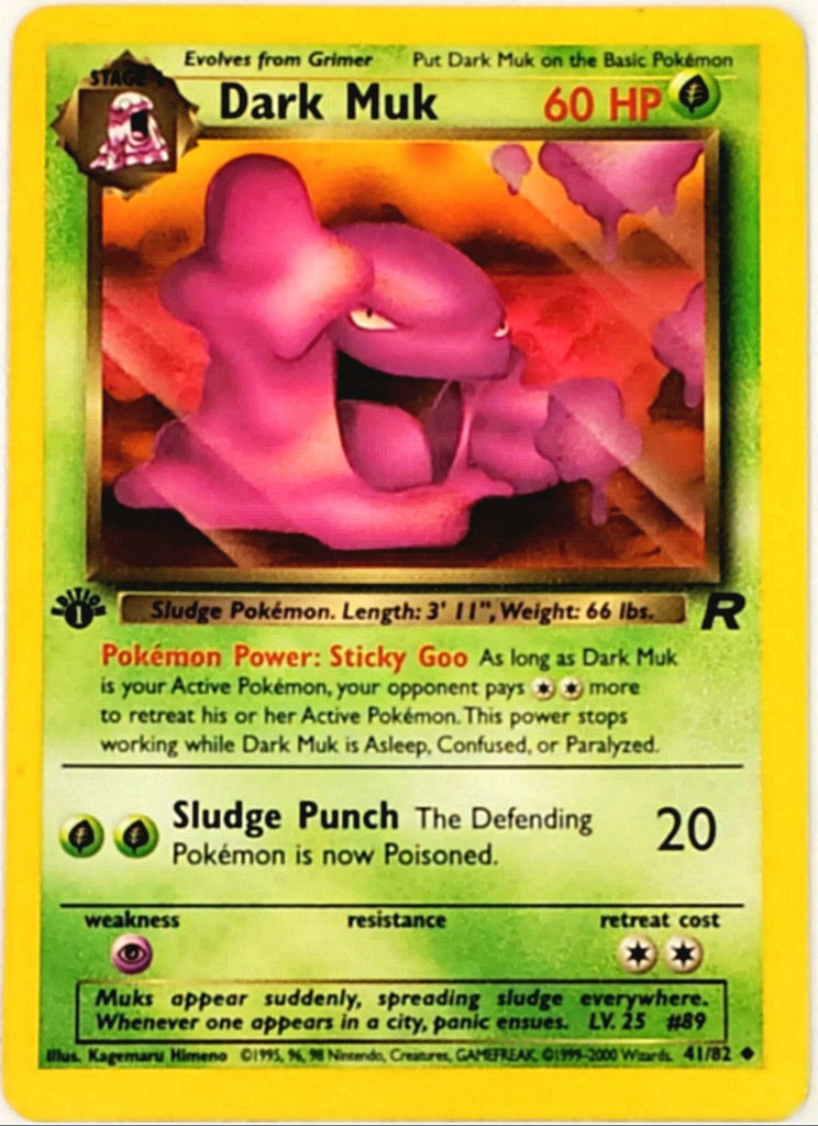 Pokemon 1st Edition Dark Muk 41/82 Team Rocket First Edition Card, TCG –