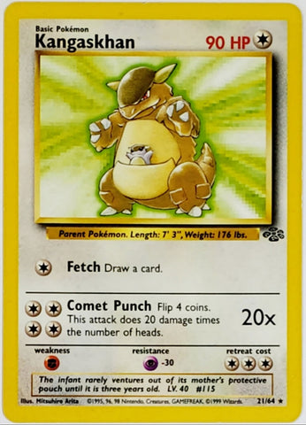 Pokemon Kangaskhan 21/64 Rare, Pokemon Jungle Set Unlimited, 1999, TCG CardboardandCoins.com Pokemon Kangaskhan 21/64 Rare, Pokemon Jungle Set Unlimited, 1999, TCG CardboardandCoins.com