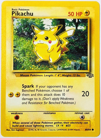 Pokemon Pikachu 60/64 Jungle Edition Unlimited, 1999, Card, TCG –