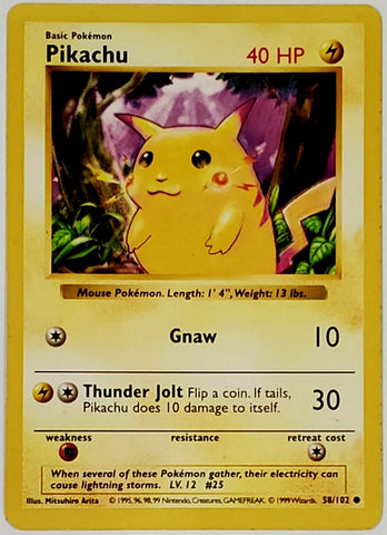 Pokemon Pikachu Error Shadowless Red Cheeks 58/102, 1999