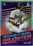 Raleigh, Cal, Rookie, Mojo, Refractor, Mega, Mega Box, Variation, 2022, Bowman, Chrome, Rookie Of The Year, Favorites, ROYF-7, ROYF7, Topps, RC, Prospect, Catcher, The Big Dumper, Platinum Glove, Gold Glove, Seattle, Mariners, Home Runs, Slugger, RC, Collectible, Baseball, MLB, Baseball Cards