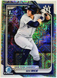 Rice, Ben, Rookie, 1st Bowman, First, Mojo, Refractor, Mega, Mega Box, Variation, 2024, Bowman, Chrome, Prospects, BCP186, BCP-186, Topps, RC, Prospect, New York, Yankees, Bronx, Bombers, Home Runs, Slugger, RC, Collectible, Baseball, MLB, Baseball Cards