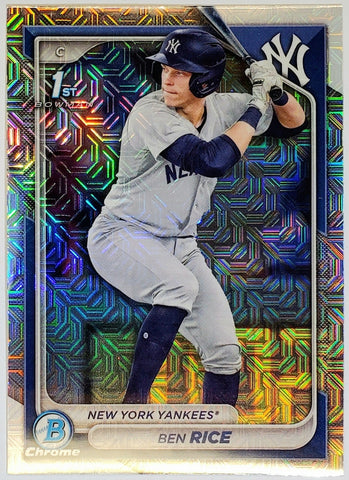 Rice, Ben, Rookie, 1st Bowman, First, Mojo, Refractor, Mega, Mega Box, Variation, 2024, Bowman, Chrome, Prospects, BCP186, BCP-186, Topps, RC, Prospect, New York, Yankees, Bronx, Bombers, Memorabilia, Collectibles, Home Runs, Slugger, RC, Baseball, MLB, Baseball Cards