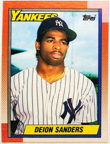 Sanders, Deion, Rookie, Neon, Prime Time, Prime, Dual Sport, 2-Sport, Football, 1990, Topps, 61, RC, Stolen Bases, New York, Yankees, Bronx Bombers, Dallas, Cowboys, Atlanta, Falcons, Collectibles, Home Runs, Slugger, RC, Baseball, MLB, Baseball Cards