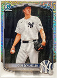 Schlittler, Cam, Rookie, Cameron, 1st Bowman, First, Mojo, Refractor, Mega, Mega Box, Variation, 2025, Bowman, Chrome, Prospects, BCP166, BCP-166, Topps, RC, Prospect, Draft, New York, Yankees, Bronx, Bombers, Memorabilia, Collectibles, Pitcher, Strikeouts, Ks, Baseball, MLB, RC, Baseball Cards