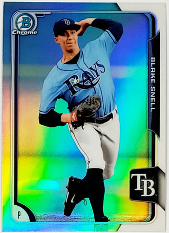 Snell, Blake, Rookie, Refractor, 2015, Bowman, Chrome, 107, Topps, RC, Cy Young, Award, All-Star, Snellzilla, ERA, Pitching, Starter, Ace, Innings, Wins, Tampa Bay, Tampa, Rays, San Diego, Padres, Pitcher, Strikeouts, Ks, Baseball, MLB, RC, Baseball Cards