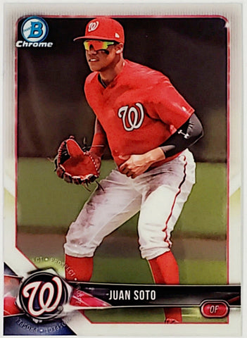 Soto, Juan, Rookie, 2018, Bowman, Chrome, Prospects, BCP52, BCP-52, RC, Topps, World Series, Washington, Nationals, San Diego, Padres, Yankees, Home Runs, Slugger, RC, Baseball, MLB, Baseball Cards