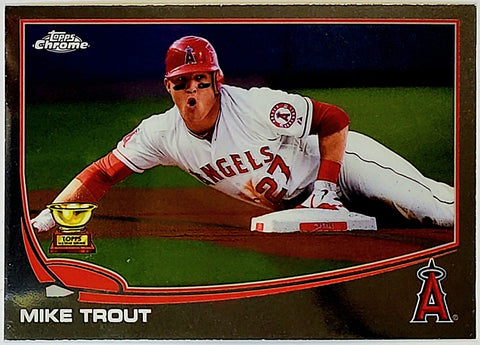 Trout, Mike, Rookie Cup, Trophy, 2013 Topps Chrome, Retro, 2017, Topps, Chrome, Update, All Rookie Cup, TARC-7, MVP, Rookie Of The Year, ROY, All-Star, Gold Glove, WAR, Stolen Bases, Speed, Power, Los Angeles, Angels, Anaheim, Home Runs, Slugger, RC, Baseball, MLB, Baseball Cards