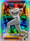 Witt, Jr, Bobby, Rookie, 1st Edition, Blue, Sky Blue, Foil, Refractor, 2021, Bowman, Draft, BD-47, BD47, Prospect, Topps, RC, 1st Round, First Round, Pick, Overall, Kansas City, Royals, Stolen Bases, Home Runs, Slugger, RC, Baseball, MLB, Baseball Cards