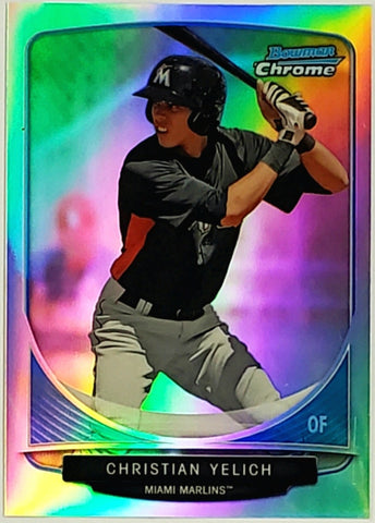 Yelich, Christian, Rookie, Refractor, Mini, 2013, Bowman, Chrome, Cream Of The Crop, CC-MM2, MM2, Topps, RC, MVP,  Batting Title, Stolen Bases, Miami, Marlins, Milwaukee, Brewers, Home Runs, Slugger, RC, Baseball, MLB, Baseball Cards