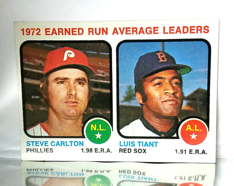 ERA Leaders Steve Carlton (HOF) And Luis Tiant 1973 Topps #65 –