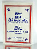 Sport_Baseball, Company_Topps, Company_ ALL, Team_California Angels, Graded-By_CardboardandCoins, Carew, Rod, Angels, California, Glossy, All-Star, Collector's Edition, Gloss, Redemption, Mail-in, Send-in, Exclusive, Limited, Rare, Baseball Card, Topps, 1984