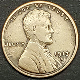 1913-S, Lincoln, Wheat, Cent, Coin, Penny, 1913, San Francisco, Mint, S, Detail, Lines, Early, Pre-WWI, WWI, Era, Low Mintage, Semi, Key Date, Mintmark, Copper, Wheatie, Wheat Ears, Detail, Wheat Back, Vintage, Rare, Metal, Antique, Collectible, Memorabilia, Invest, Hobby, Coins