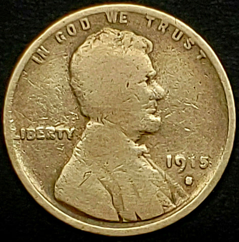 1915-S, Lincoln, Wheat, Cent, Coin, Penny, 1915, San Francsico, Mint, S, World War I Era, WWI, Low Mintage, Semi, Key Date, Mintmark, Copper, Wheatie, Wheat Ears, Detail, Wheat Back, Vintage, Rare, Metal, Antique, Collectible, Memorabilia, Invest, Hobby, Coins