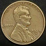 1938-S, Lincoln, Wheat, Cent, Coin, Penny, 1938, San Francsico, Mint, S, Pre WWI Era, WWII, Low Mintage, Semi, Key Date, Mintmark, Copper, Wheatie, Wheat Ears, Detail, Wheat Back, Vintage, Rare, Metal, Antique, Collectible, Memorabilia, Invest, Hobby, Coins