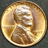 1942, Lincoln, Wheat, Cent, Coin, Penny, 1942-P, Philadelphia, Mint, P, Detail, Lines, Shiny, Toning, Tone, Orange, Blue, Gold, World War II, WWII, Era, Low Mintage, Semi, Key Date, Mint Mark, Mintmark, Copper, Wheatie, Wheat Ears, Detail, Wheat Back, Vintage, Rare, Metal, Antique, Collectible, Memorabilia, Invest, Hobby, Coins
