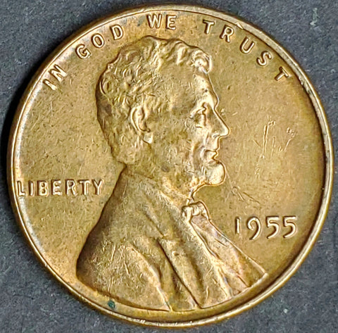 1955, Lincoln, Wheat, Cent, Coin, Penny, 1955-P, Philadelphia, Mint, P, Detail, Lines, Shiny, Low Mintage, Semi, Key Date, Mintmark, Copper, Wheatie, Wheat Ears, Detail, Wheat Back, Vintage, Rare, Metal, Antique, Collectible, Memorabilia, Invest, Hobby, Coins