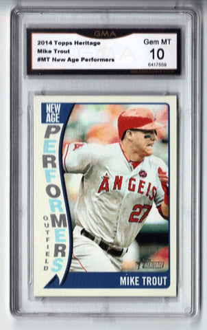 Trout, Topps, Heritage, Insert, New Age Performers, Graded 10, Gem Mint, Angels, MVP, Home Runs, Baseball Cards