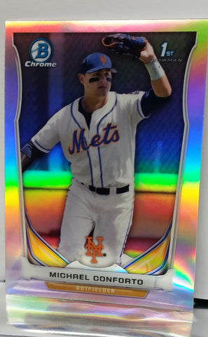 Conforto, Rookie, Refractor, Michael, 2014, Bowman, Chrome, Draft, Prospects, CDP7, Topps, New York, Mets, Home Runs, Slugger, RC, Baseball Cards