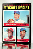 Strikeout Leaders, National League, NL, Tom Seaver, Bob Gibson, Fergie Jenkins, Mets, Cardinals, Cubs, Topps, Baseball Card, 1970, 1971