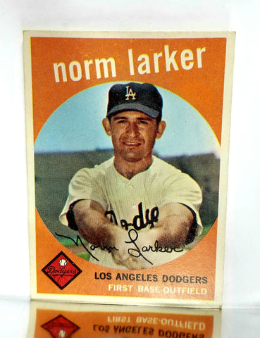 1959 Topps #107 Norm Larker, Dodgers, PACK FRESH (Yes, Pack Fresh!) White Back, CardboardandCoins.com
