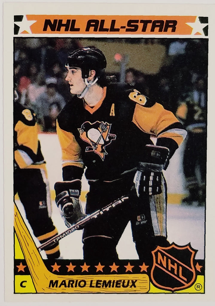 Mario Lemieux 2nd Year 1987 Topps #11 Rare Sticker Card, Penguins, HOF –
