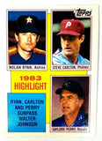 1984 Topps #4 '83 Highlight Ryan/Carlton/Perry Pass Walter Johnson Strikeouts, CardboardandCoins.com