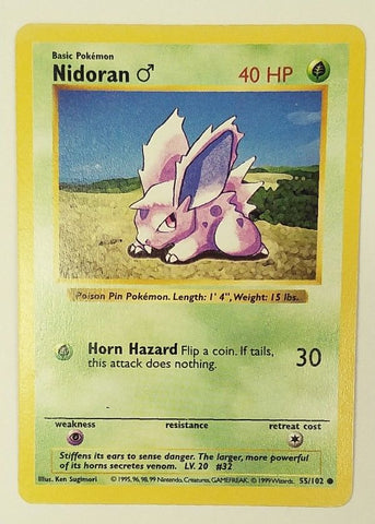 Pokemon Shadowless Nidoran 55/102 Base Set Card, TCG High-Demand, Rare CardboardandCoins.com Pokemon Shadowless Nidoran 55/102 Base Set Card, TCG High-Demand, Rare CardboardandCoins.com