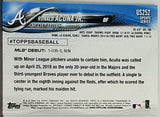 Acuna, Rookie, Debut, Ronald, Jr, 2018, Topps, Update, US252, Phenom, ROY, Atlanta, Braves, Home Runs, Slugger, RC, Baseball Cards