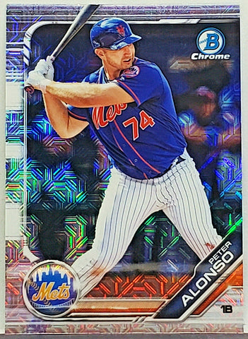 Alonso, Rookie, Refractor, Mega, Box, Mojo, Pete, 2019, Bowman, Chrome, Prospects, BCP-127, Topps, New York, Mets, Slugger, Polar Bear, ROY, Home Runs, RC, Baseball Cards