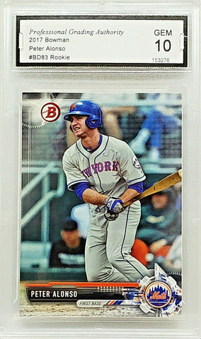 Alonso, Rookie, Pete, Graded 10, PGA, 2017, Bowman, Draft, BD-83, Topps, New York, Mets, Slugger, Polar Bear, ROY, Home Runs, RC, Baseball Cards