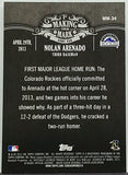 Arenado, Rookie, Nolan, 2013, Topps, Update, Making Their Mark, MM-34, MM34, Phenom, All-Star, Platinum Glove, Gold Glove, Colorado, Rockies, Home Runs, Slugger, RC, Baseball Cards