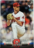 Bieber, Shane, Rookie, 2018, Topps, Update, Salute, Insert, S-34, RC, Ace, Cy Young, All-Star, ERA Title, Pitching Triple Crown, All-Star Game MVP, Pitcher, Cleveland, Indians, Guardians, Strikeouts, Ks, Baseball, MLB, RC, Baseball Cards