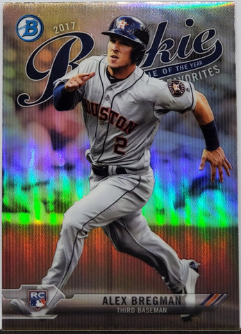 Bregman, Alex, Rookie, Refractor, Rookie Of The Year, ROY, Favorites, 2017, Bowman, Chrome, ROYF-3, Topps, RC, All-Star Game MVP, ASG, World Series, Minute Maid, Houston, Astros, Home Runs, Slugger, RC, Baseball, MLB, Baseball Cards